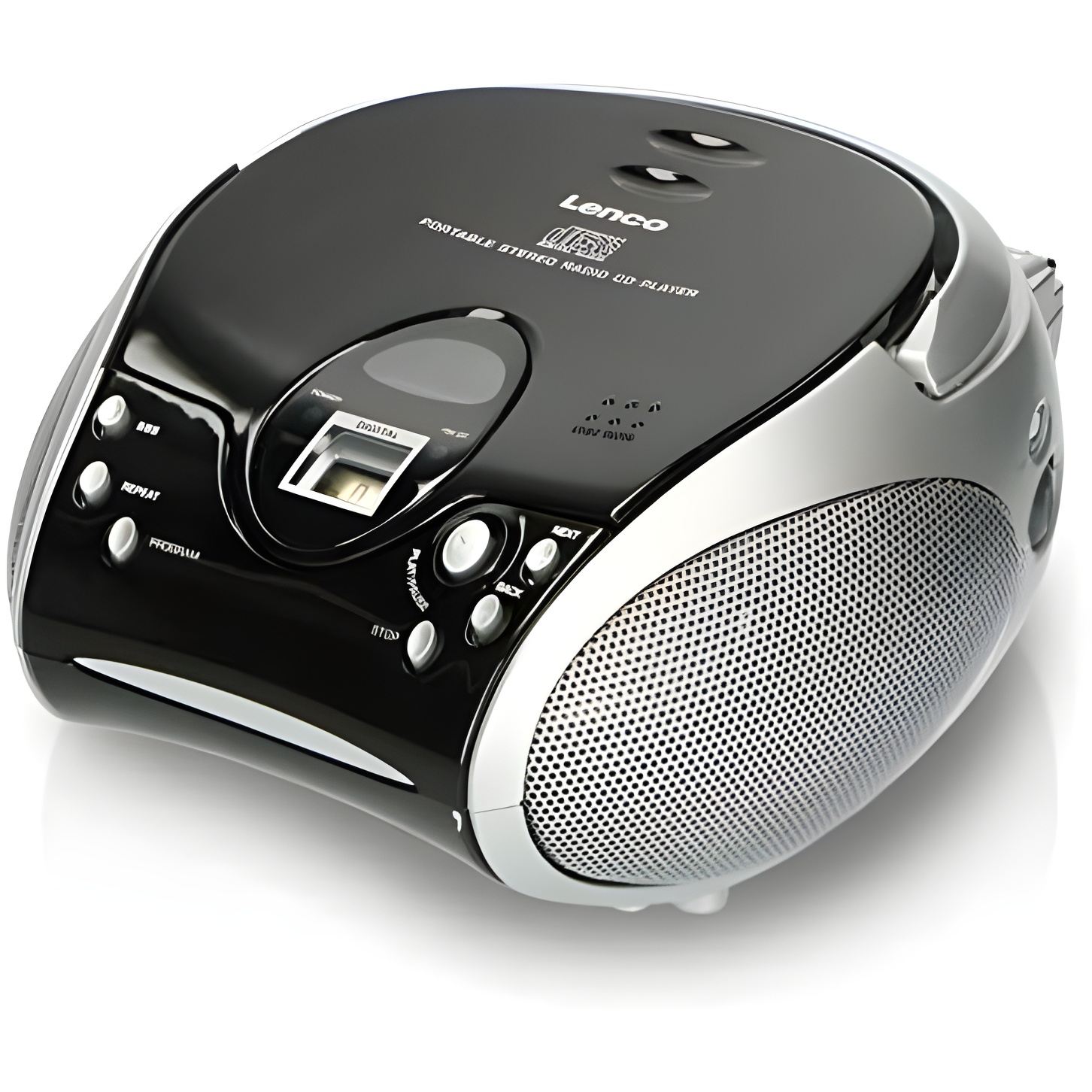 Lenco scd-24 portable stereo boombox with programmable cd player and fm radio black