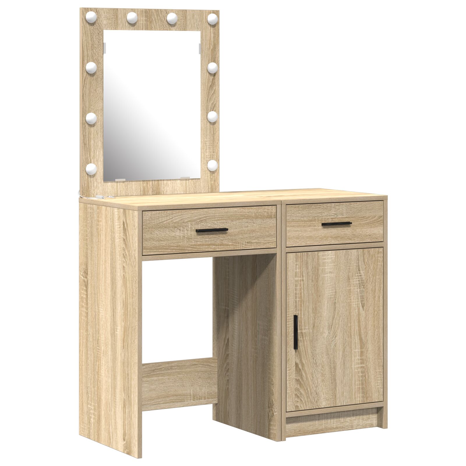 Set de tocador de 2 piezas vidaXL con LED en madera de roble Sonoma