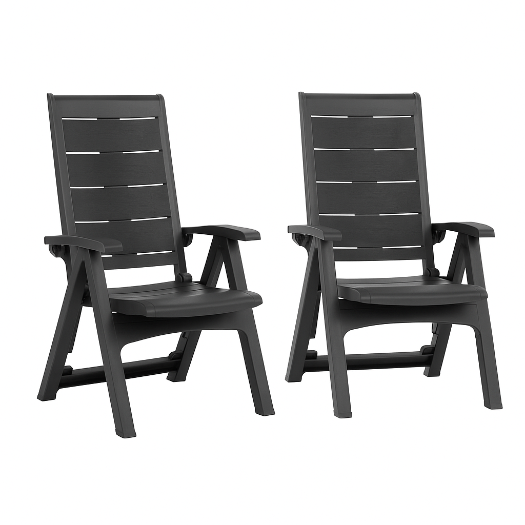 SP Berner - Sillón Reclinable Legno (Pack de 2) - Apto para Exterior, Multiposiciones y Plegable | Hecho en España con Plástico Reciclado de Alta Calidad