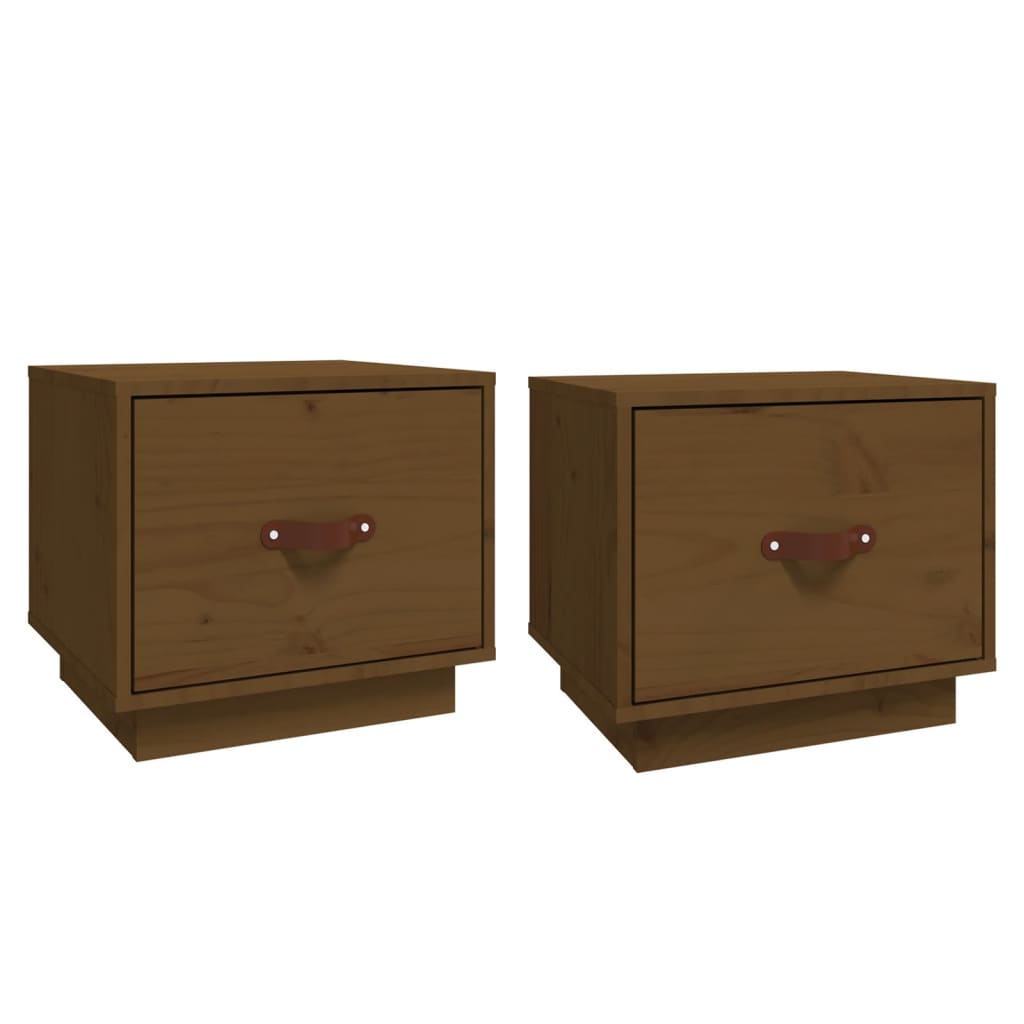 Vidaxl Mesitas de Noche 2 Unidades Madera Maciza de Pino 40x34x35 Cm Natural