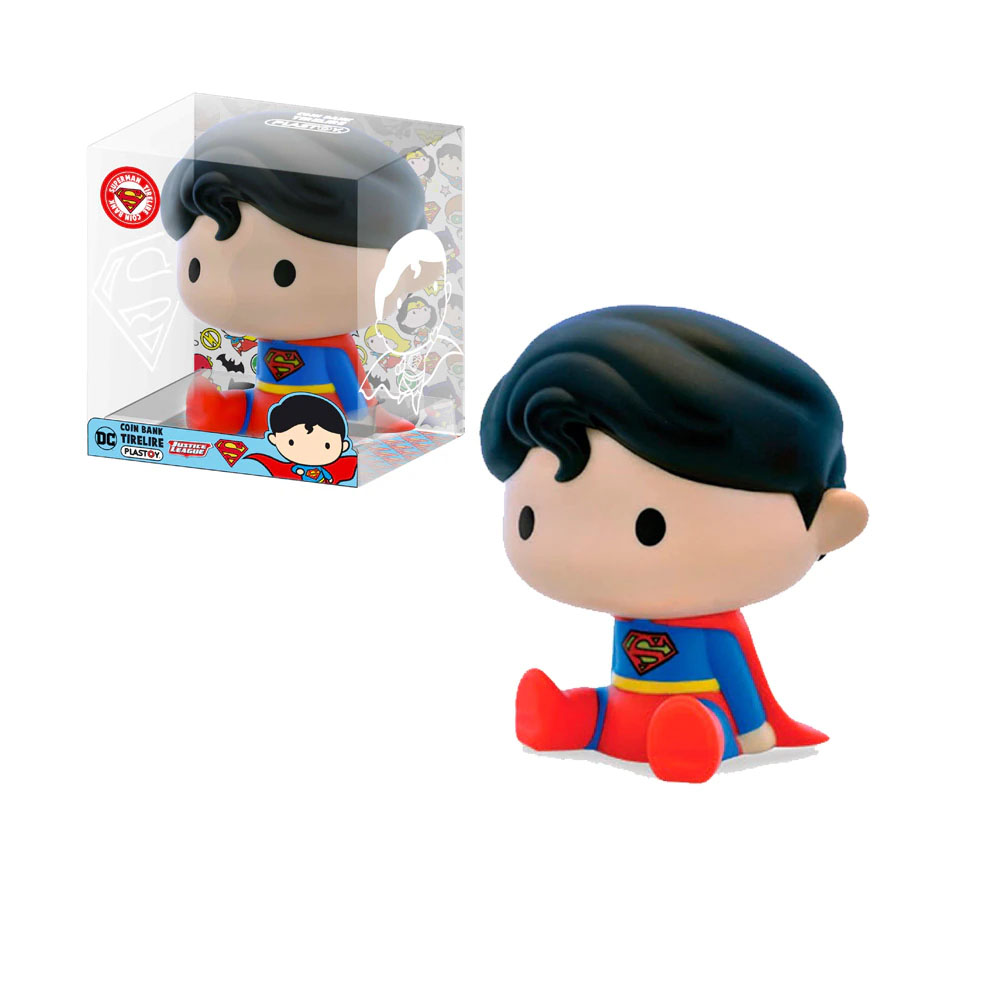 Plastoy DC COMIC- Hucha Chibi SUPERMAN,BATMAN,JOCER,HARLEY QUINN,MULTICOLOR,REGALO,ANIME,FIGURA COLECCION,