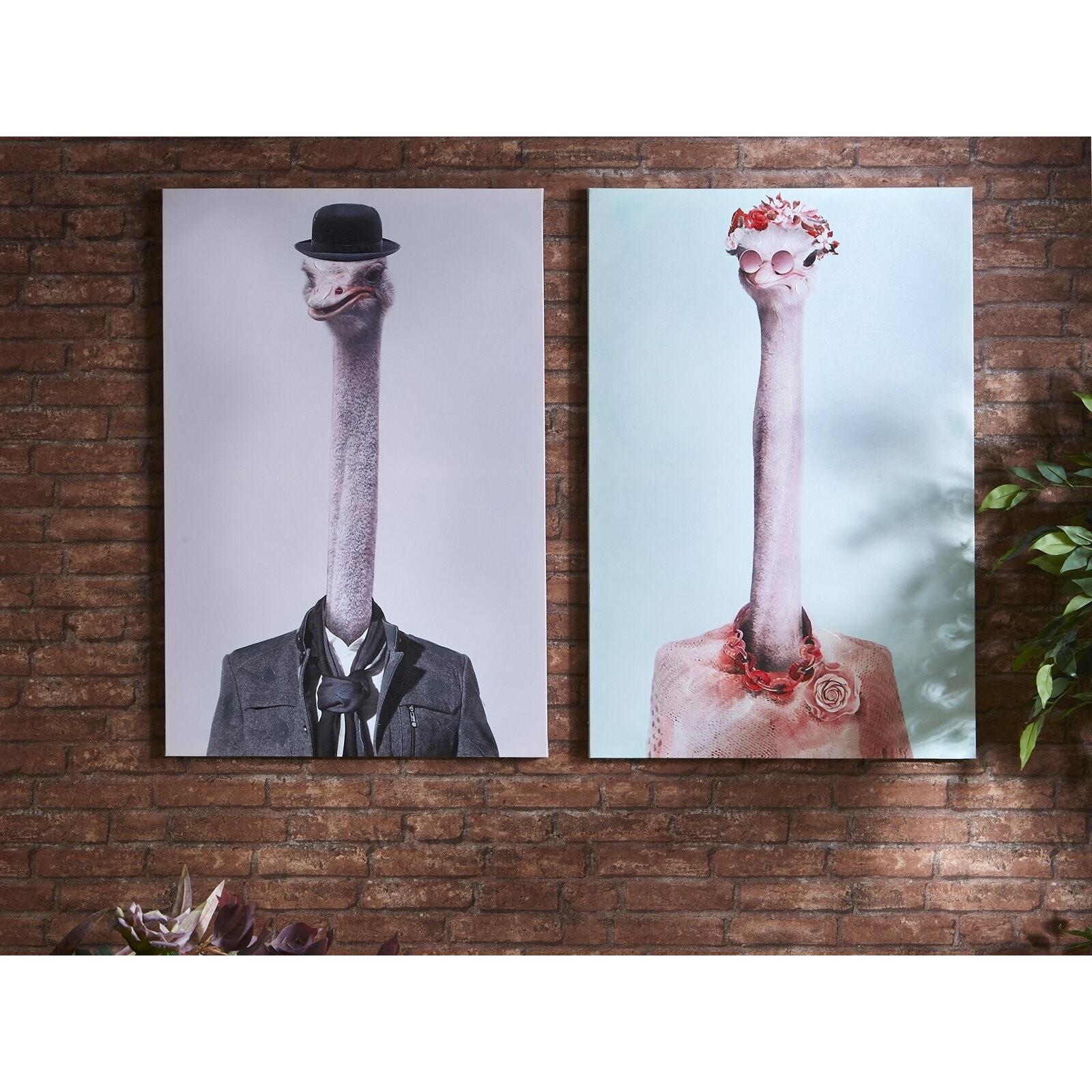 Lienzo impr. avestruz 50% oleo 60x90 cms. s/2 60x3x90 cms. El mejor complemento para tu hogar.