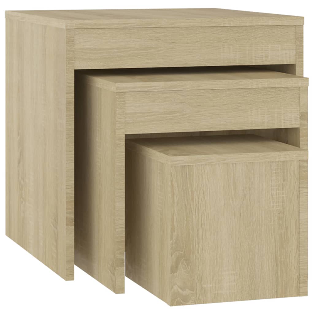 Vidaxl Mesas Apilables Madera Contrachapada Blanco/Negro/Gris - Set 3 Piezas