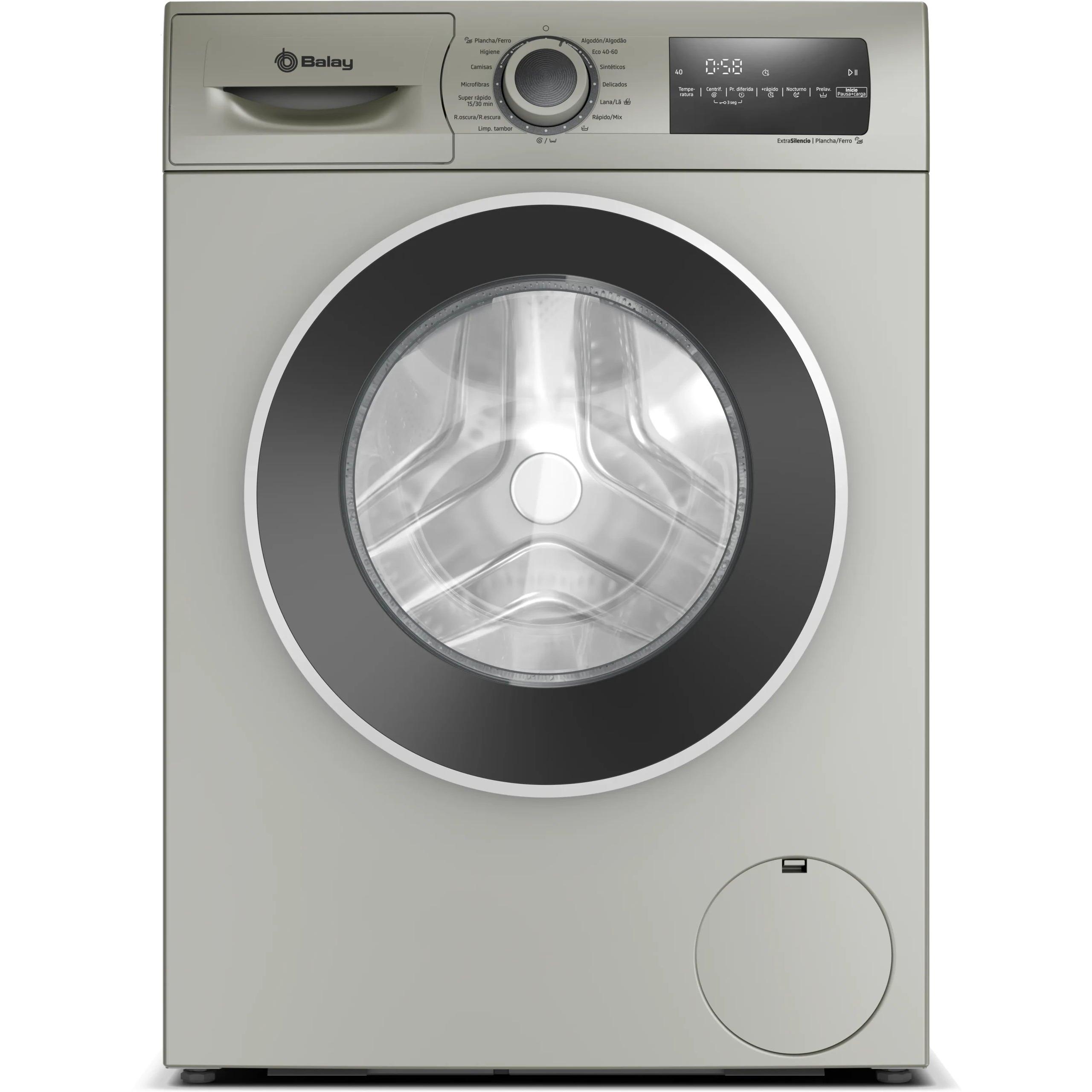 Lavadora BALAY 3TS382X de 8Kg Clase A y 1200Rpm | Inox, Extrasilencio, Programa Plancha, Motor Estándar