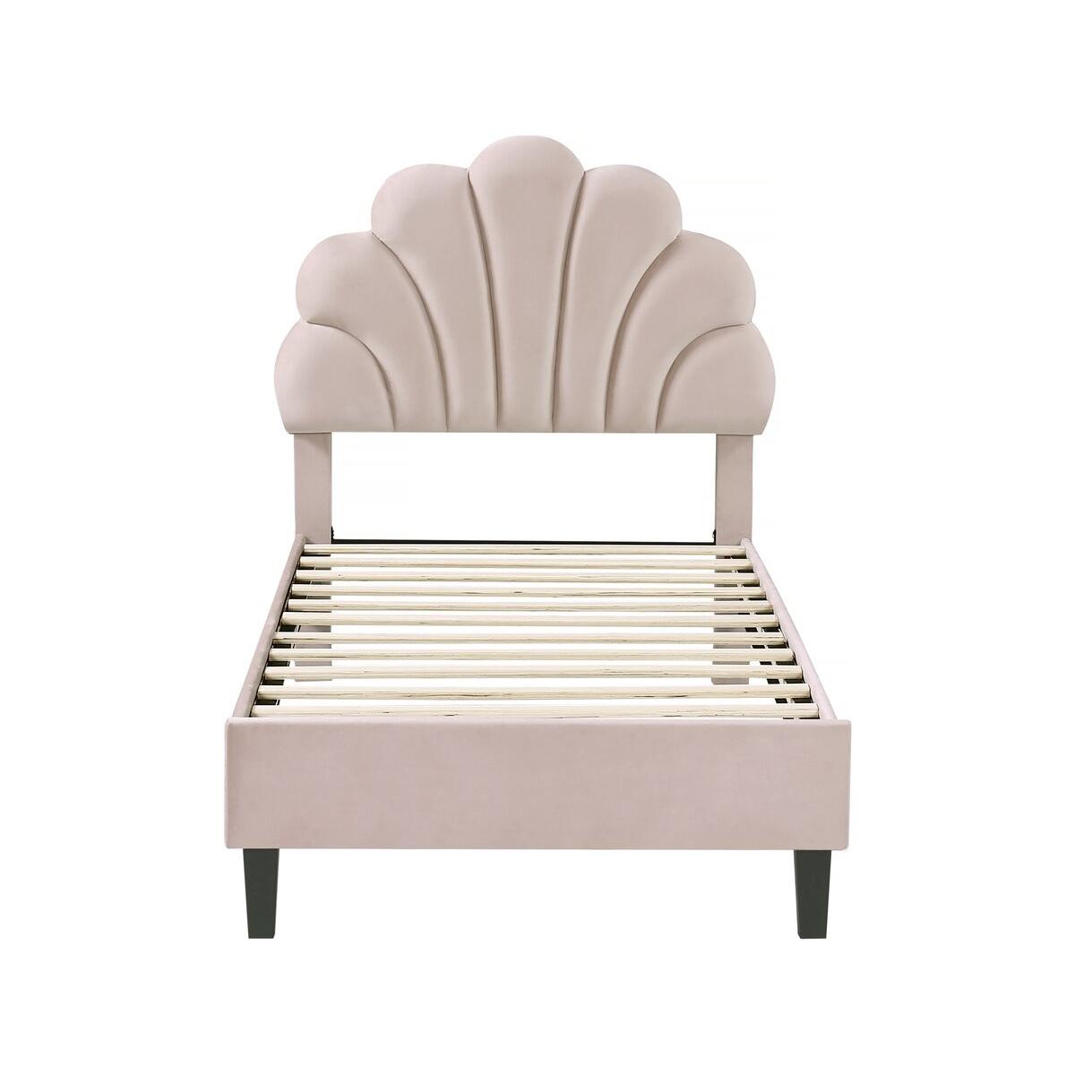 Habitat y Jardin - Cama de terciopelo "Manon" - Beige - 90 x 190 cm