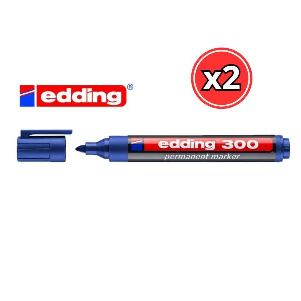 ROTULADOR PERMANENTE EDDING 300 - COLOR AZUL, ROJO, NEGRO Y VERDE - PACK DE 2 UNIDADES