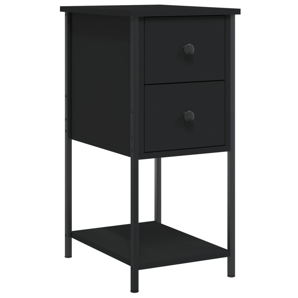 Vidaxl Mesita de Noche Madera de Ingeniería 32x42x70 Cm Negro