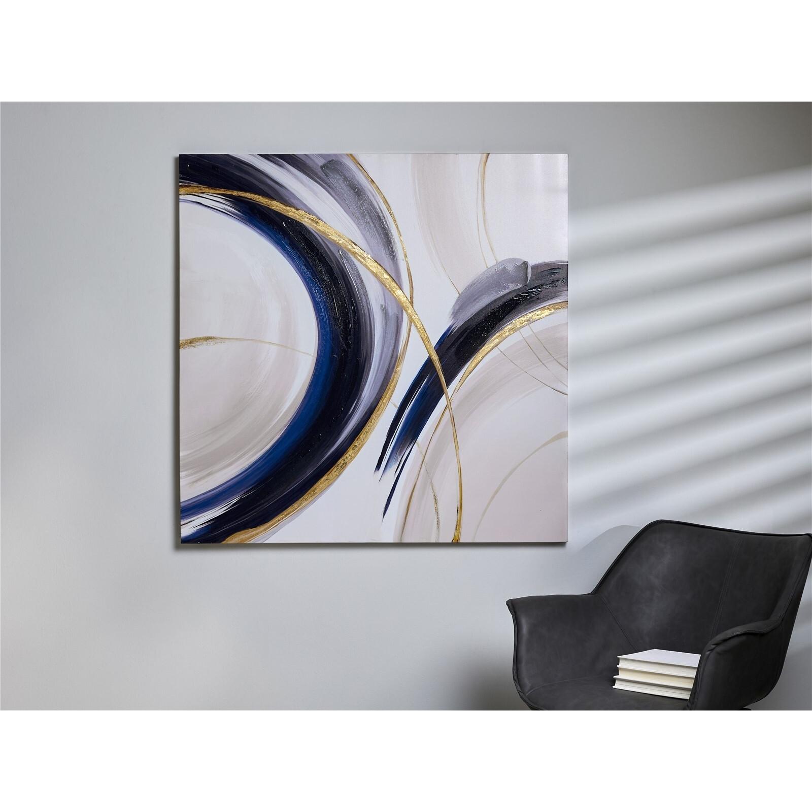 Lienzo impr. abstr. azul y blanco 50% oleo c/oro 100x100 cms. 100x3x100 cms. El mejor complemento para tu hogar.