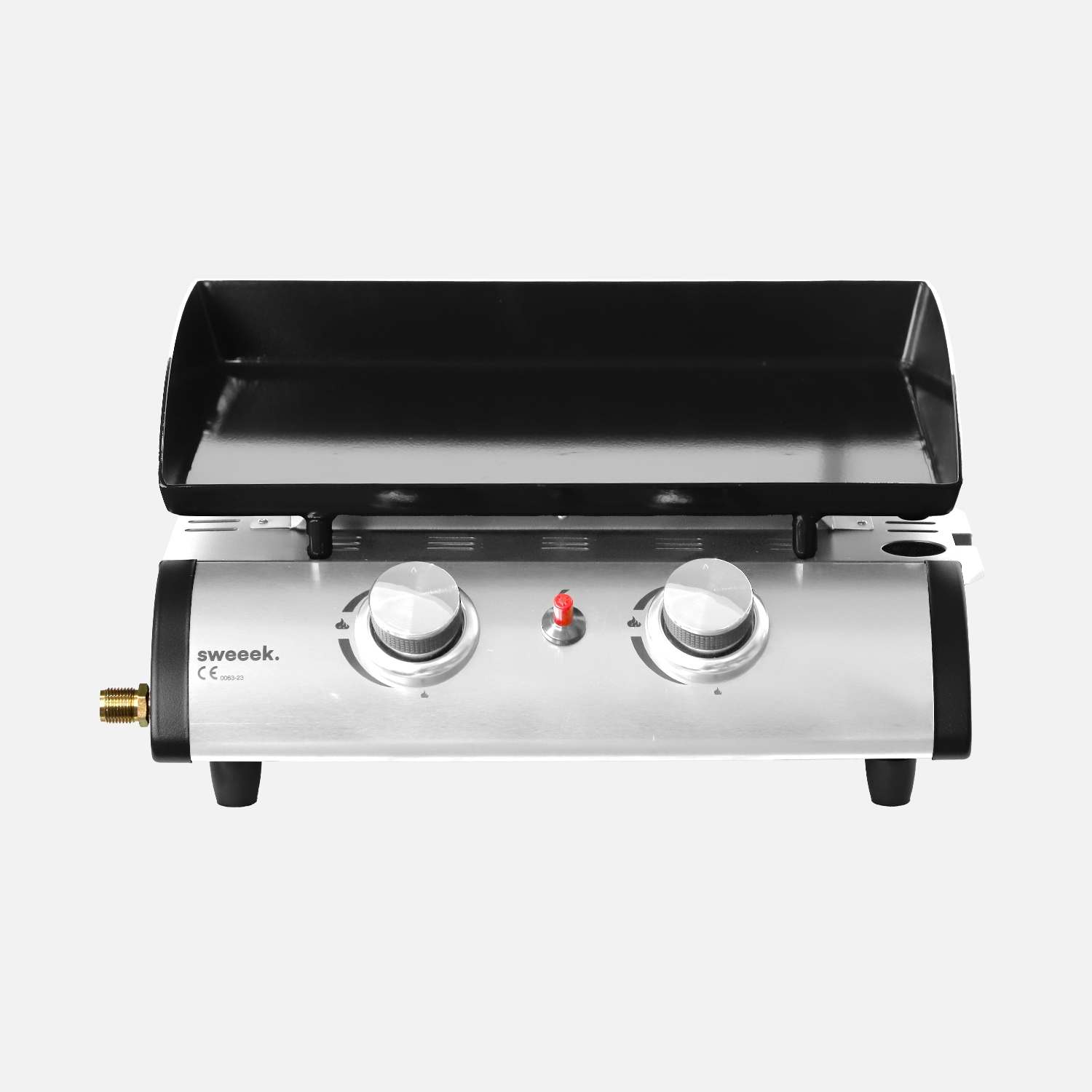 sweeek - Plancha de gas con 2 quemadores de acero inoxidable, 5kW , Porthos 2 , 48x45x26
