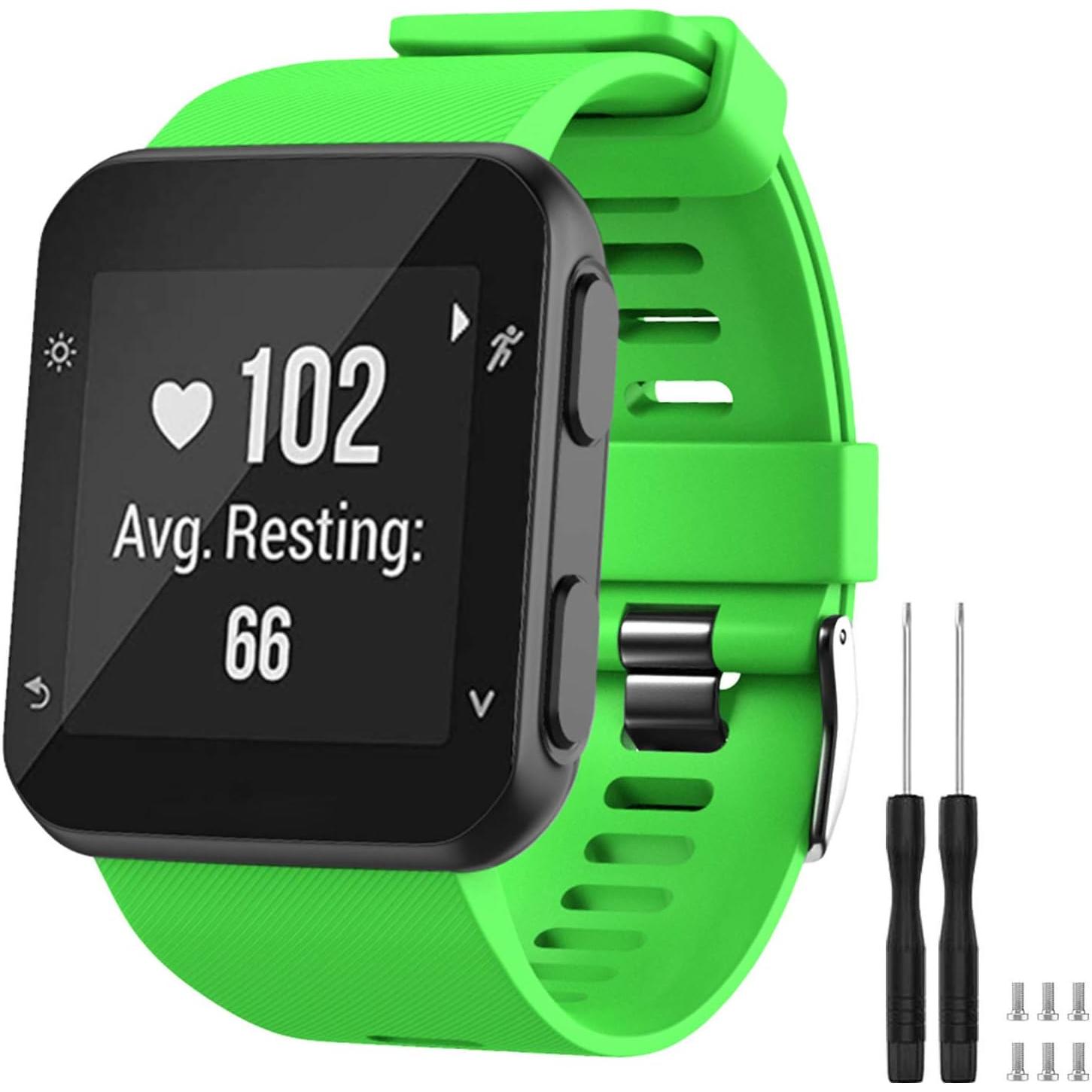 Correa de repuesto de silicona suave para reloj inteligente Garmin Forerunner 35, compatible con muñecas de 5,11 a 9,05 pulgadas (130 a 230 mm), color verde