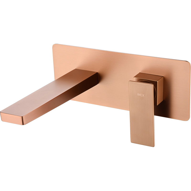 Imex Pisa GLP048/ORC grifo monomando empotrado para lavabo de latón con acabado oro rosa cepillado