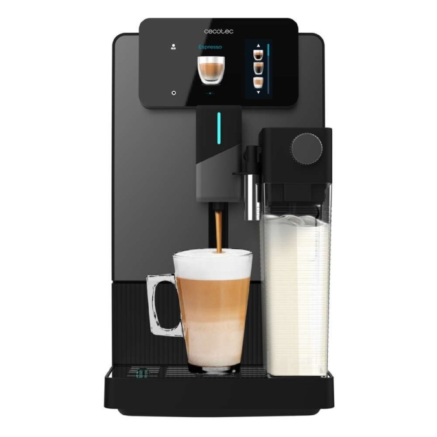 Cecotec Cafetera Superautomática Cremmaet Latte Touch. 19Bares, Thermoblock, 12 Bebidas, 4 Perfiles, Agua 1.1L y 400ml Leche