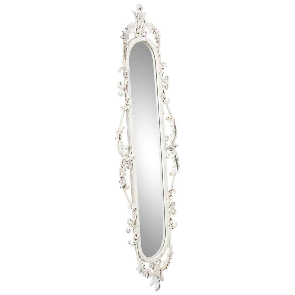 Wonderlust Deco - Espejo de madera y hierro blanco 41x2.5x128h cm Blanco 41x2.5x128h cm