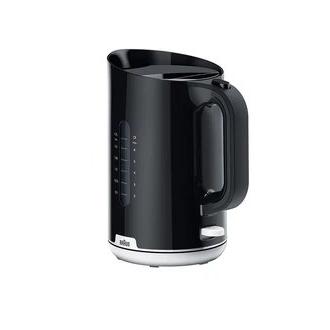 Braun - Hervidor de agua eléctrico WK1100BK de 1,7 L y 2200 W con filtro antical extraíble, base giratoria 360° y protección de 4 vías para cocina moderna, color negro