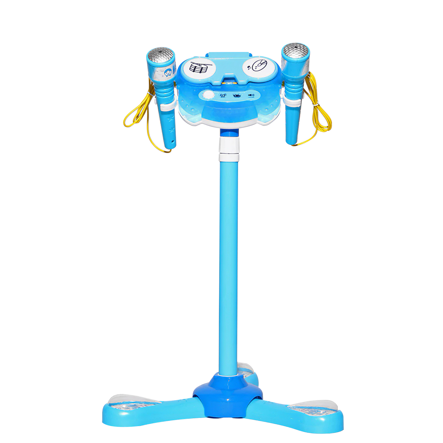 DAM. Kit karaoke infantil con 2 micrófonos y stand soporte 28x28x90cm