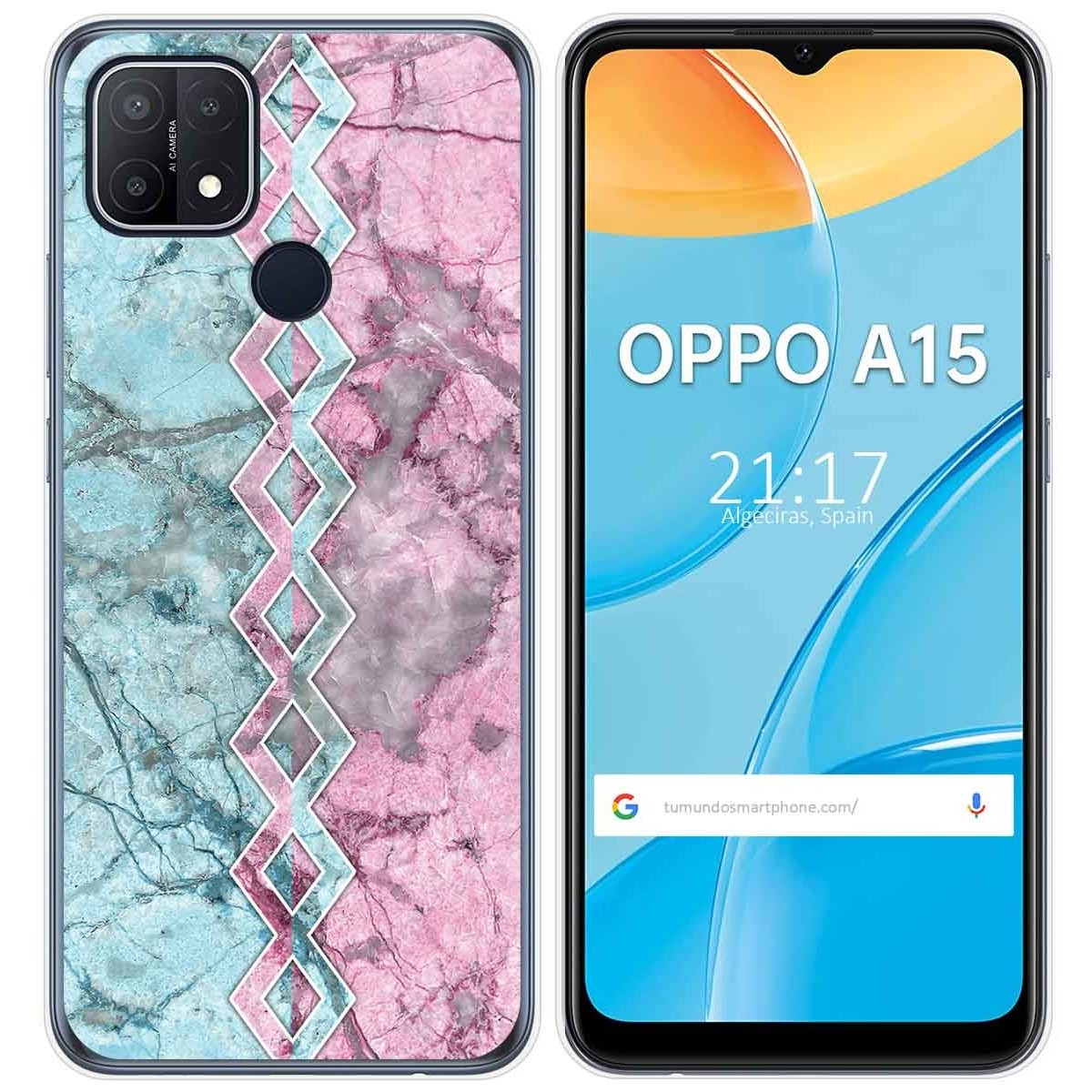 Tumundosmartphone Funda Gel Tpu para Oppo A15 diseño Mármol 08 Dibujos