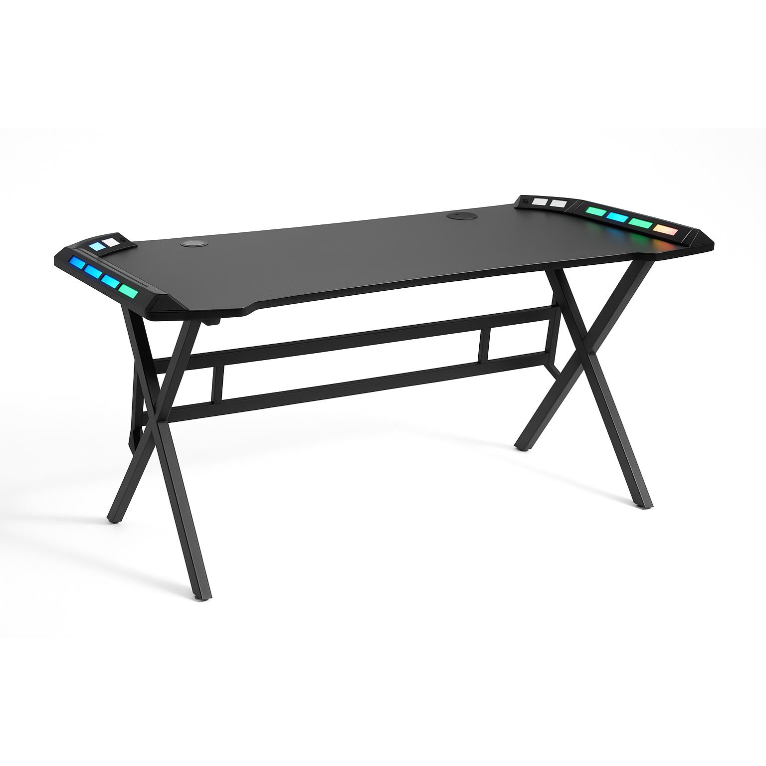 DUPI Mesa Gaming 120x60cm con Tablero Efecto Fibra de Carbono, Mesa Gamer de Juegos