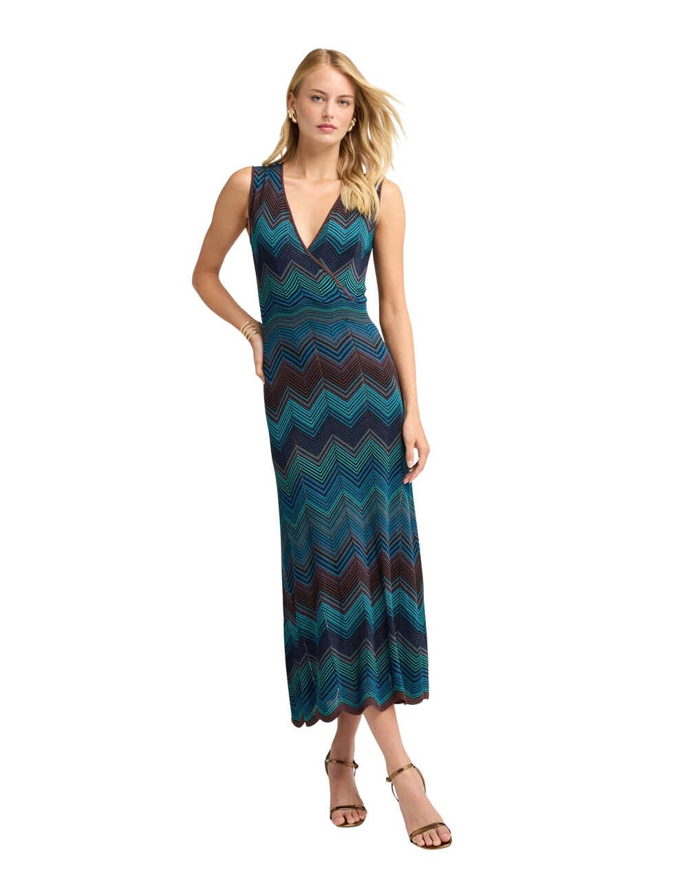 Motivi - Vestido tubo largo en punto fino chevron
