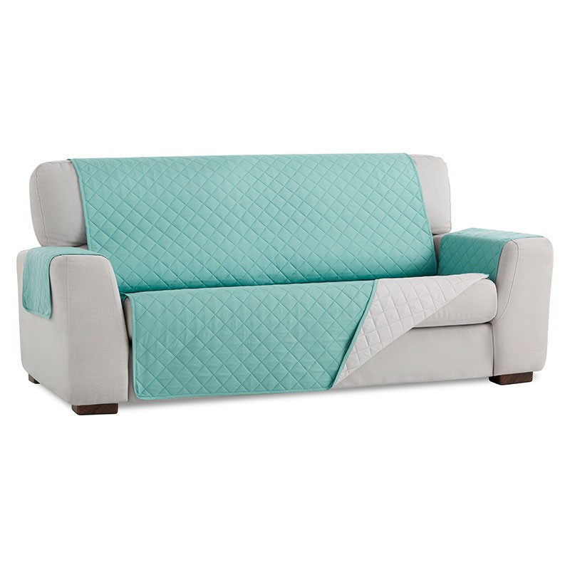 Salvasofá Couch Cover Reversíble Sofá 2 Plazas, Aguamarina / Gris Claro. MAXIFUNDAS FUNDAS DE SOFA & CHAISE LONGUE