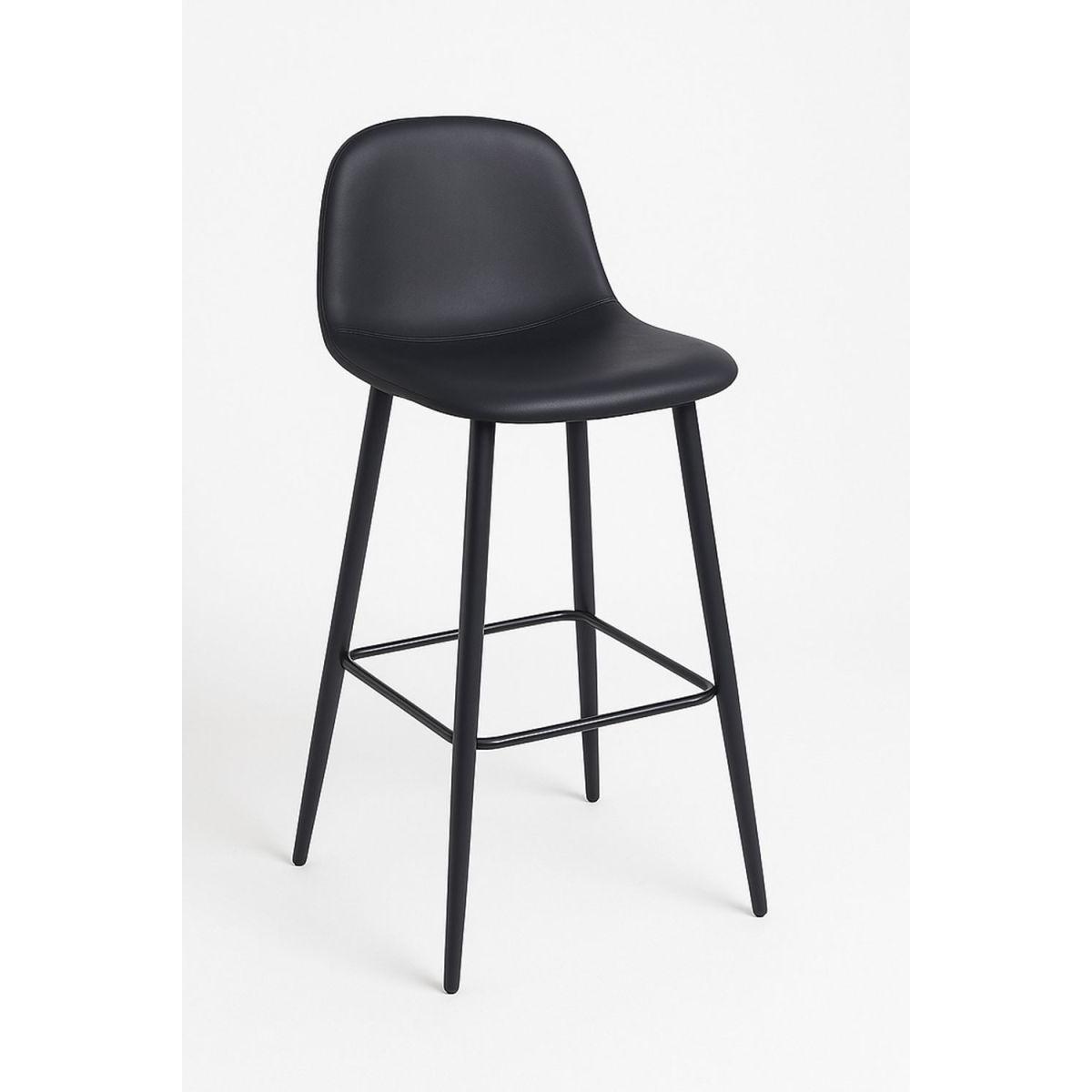 Regalos Miguel - Packs Taburetes Cocina - Pack 2 Taburetes Black Teok Polipiel - Negro