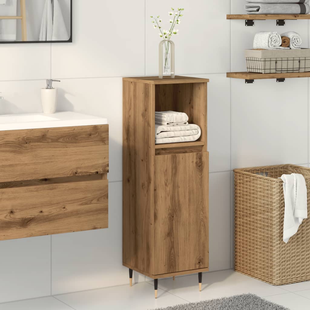 vidaXL Armario de baño madera de ingeniería 30x30x100 cm en color Roble artisan/Roble Sonoma/Madera antigua y más | almacenamiento funcional diseño moderno para baño dormitorio sala