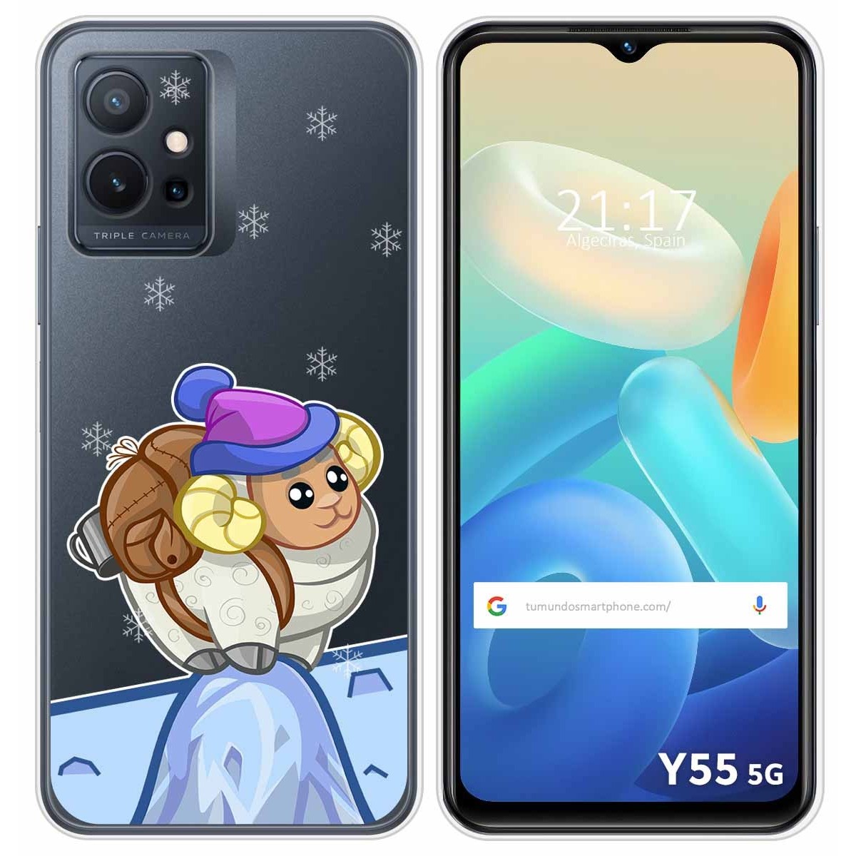 Funda Silicona Transparente para Vivo Y55 5G diseño Cabra Dibujos