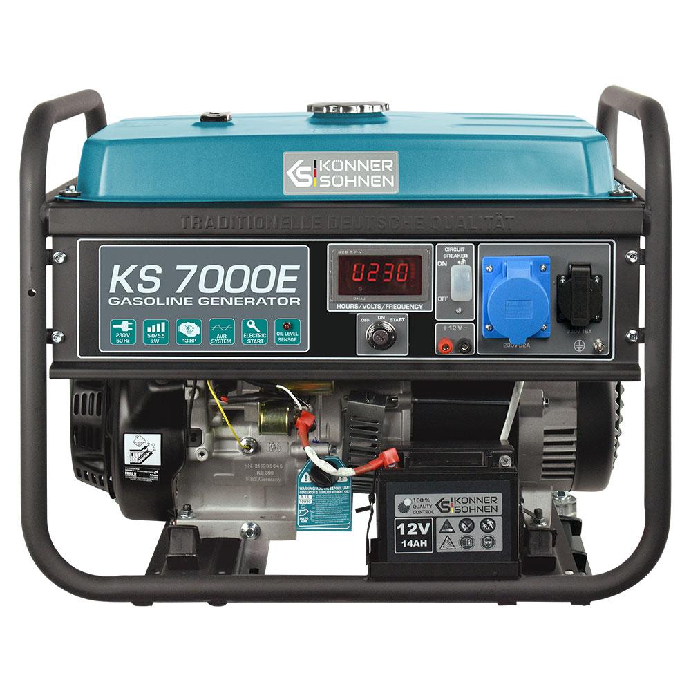 Generador de gasolina 5500 W KS 7000E Könner & Söhnen, eléctrico/manual, AVR, 100% cobre, EURO V, pantalla LED