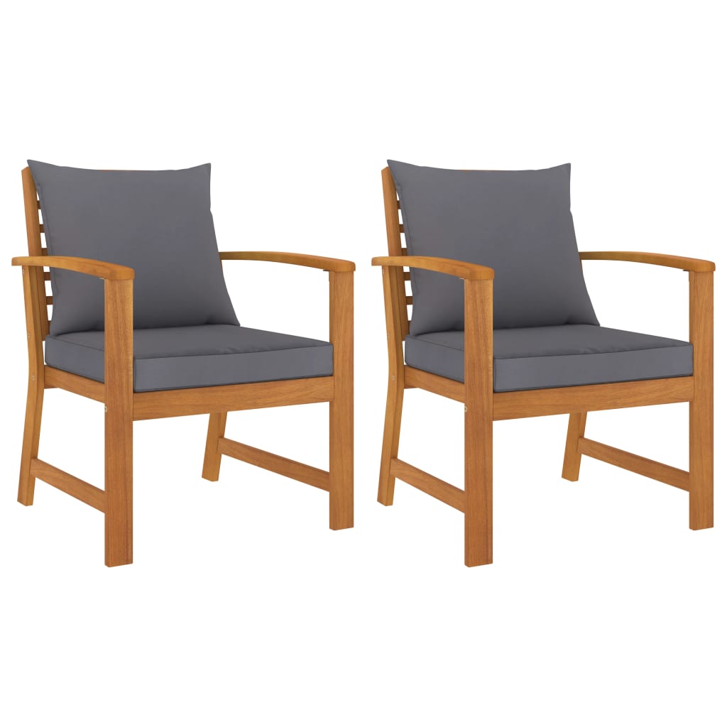 vidaXL Sillas de jardín cojines 2 uds madera maciza de acacia
