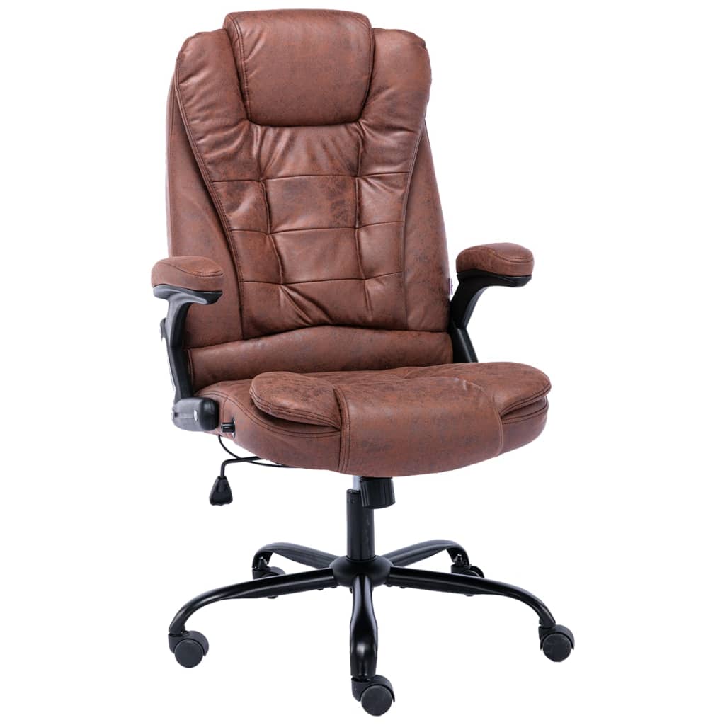 vidaXL Silla de oficina de piel de ante sintética marrón