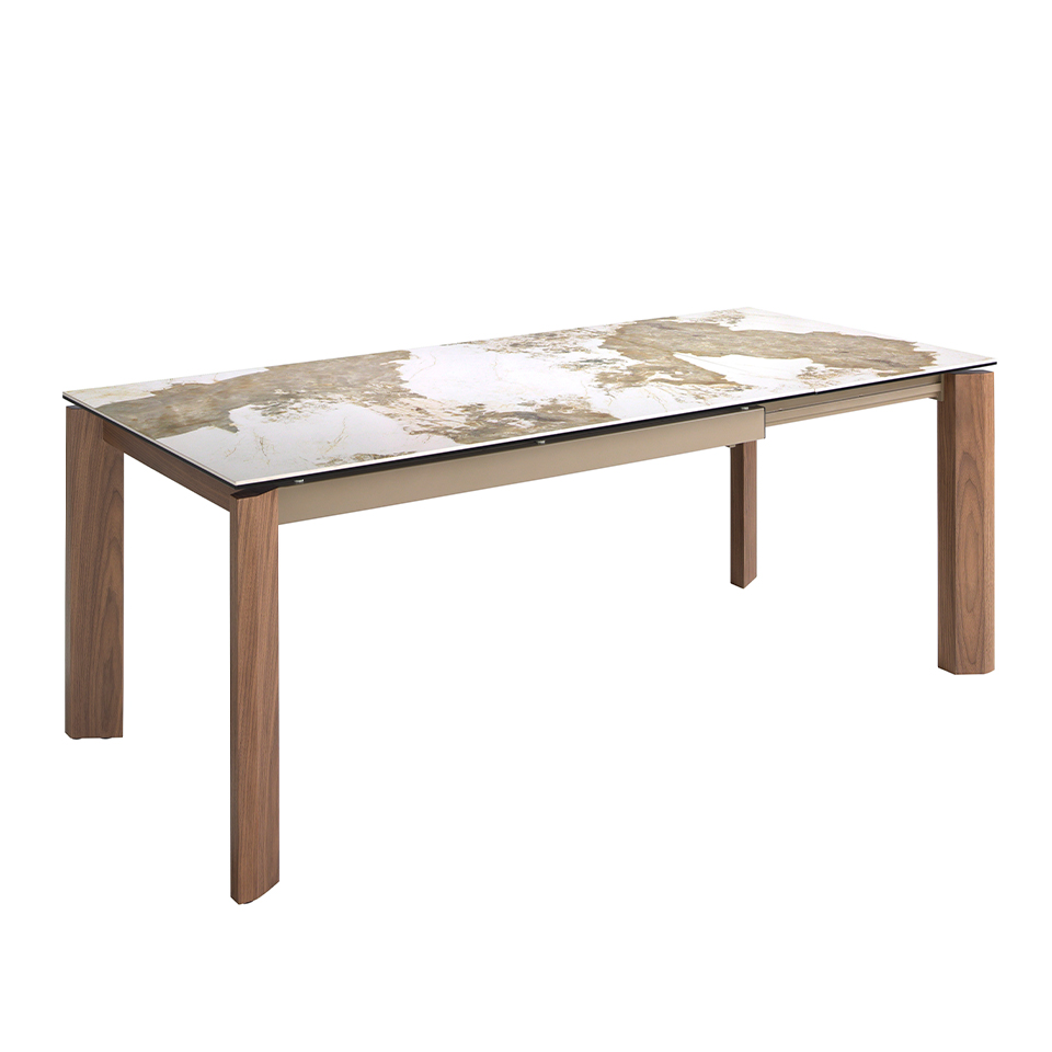 ANGEL CERDÁ 1118C Mesa comedor extensible rectangular mármol porcelánico , Blanco , Mármol Porcelánico , 140/200 x 90 x 76
