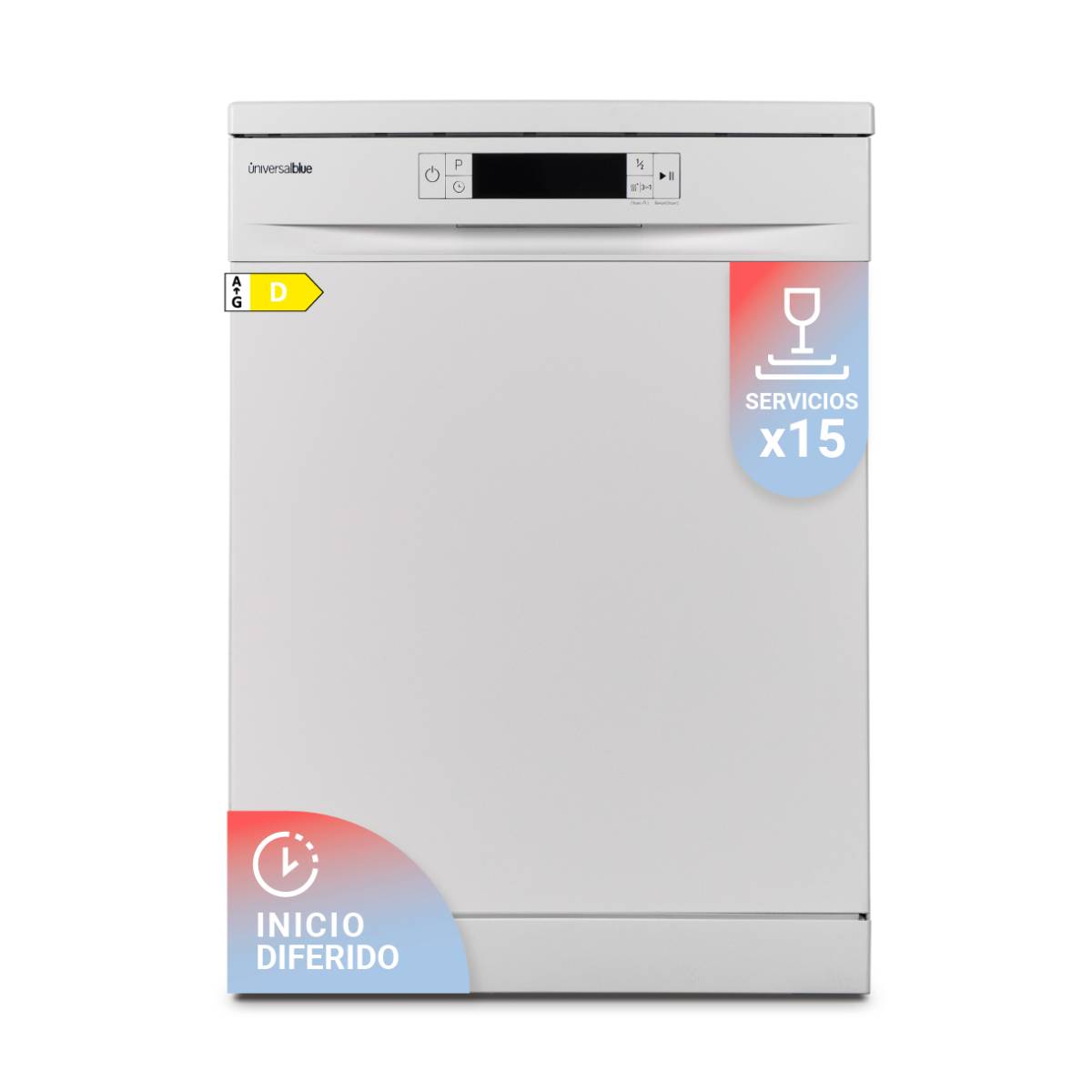 UNIVERSALBLUE Lavavajillas ÁRTICO 4065W Libre Instalación 60 Cm Acero Inoxidable 8 Programas