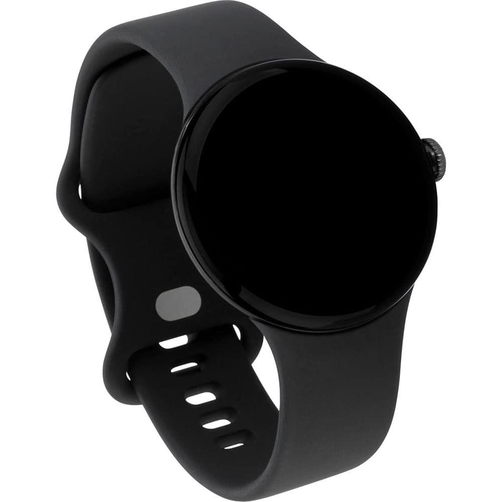 Google Pixel Watch: reloj inteligente Android con monitor de actividad y análisis. Caja de acero inoxidable negro mate con correa deportiva negra volcánica y LTE.