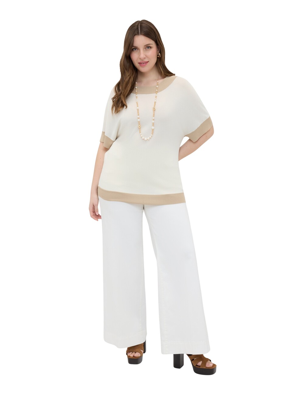 Fiorella Rubino - Camiseta de punto con bordes en contraste