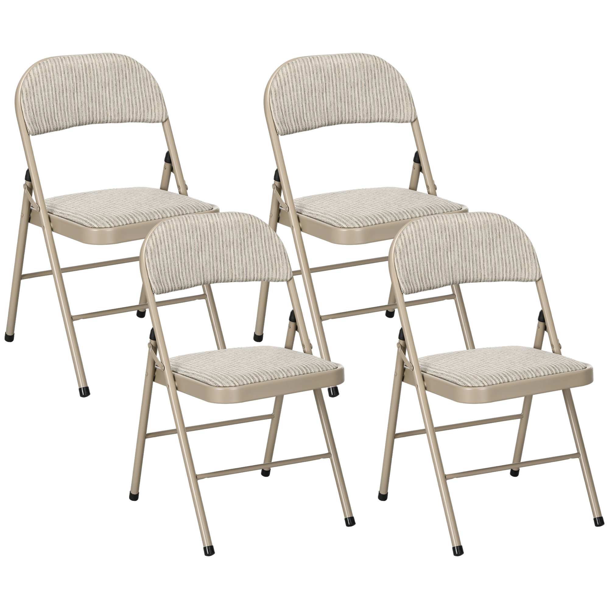 HOMCOM Juego de 4 Sillas Plegables Acolchadas con Respaldo y Estructura de Acero, para Salón, Comedor, Cocina, 45x46x78 cm, Beige