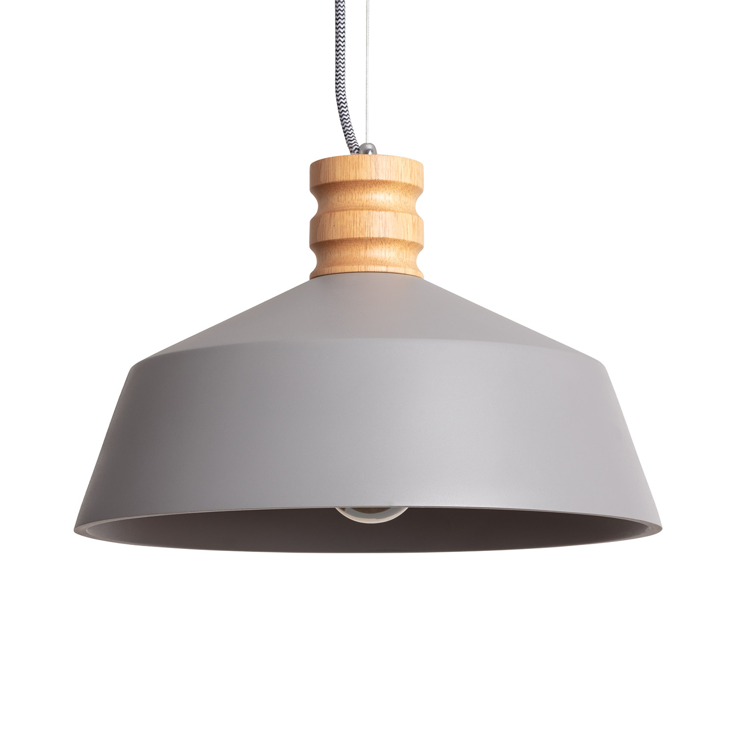 Ledkia Lámpara Colgante Hormigón y Madera Kukojoa Gris