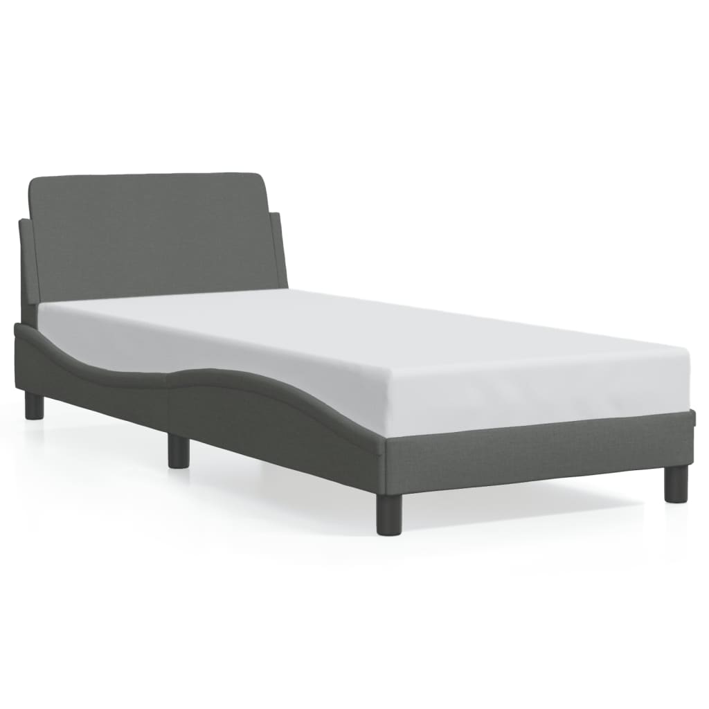vidaXL Estructura de cama Dover tela gris oscuro 90x200 cm