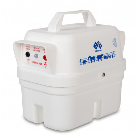 Pastor a batería recargable 333 M04 para perros y caballos, batería 12 V.  7Ah incluida, cercados de hasta 10 Km ,  cargador de15 V 2 Ah incluido