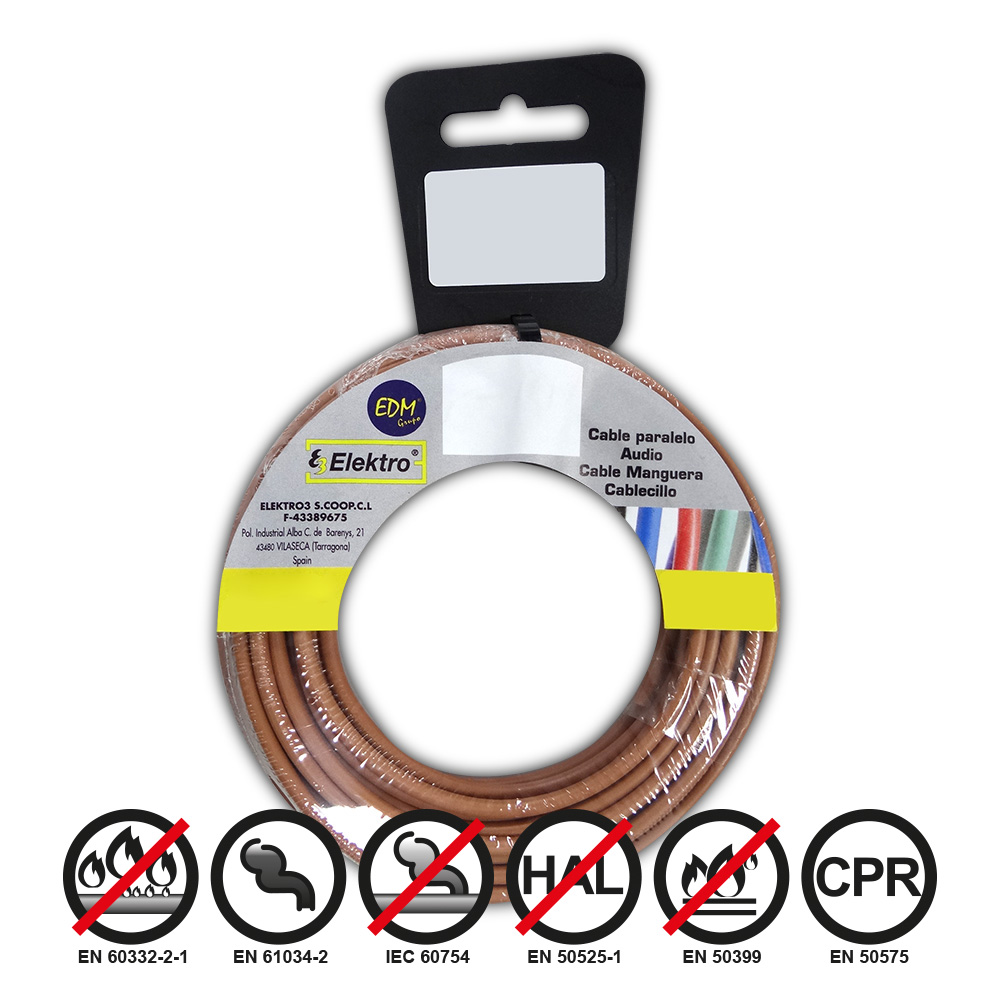 Cablecillo Flexible Edm 4mm Marrón 20mts Libre de Halógenos