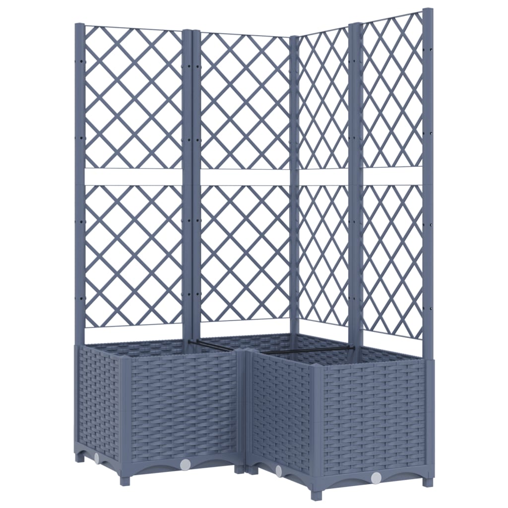 vidaXL Jardinera con enrejado PP 80x80x136 cm Color Gris oscuro,  Marrón,  Negro y mas