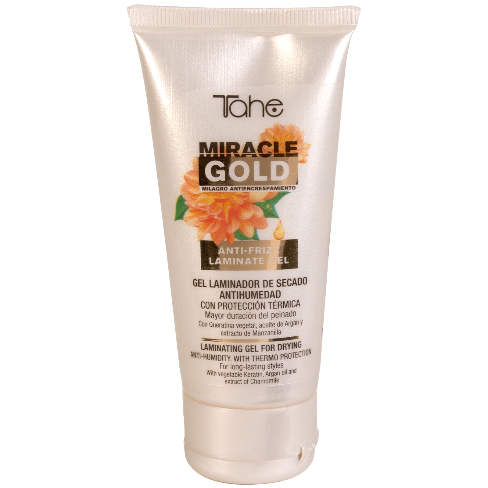Tahe Miracle Gold Gel de alisado temporal del cabello antihumedad y con protección térmica, 50 ml