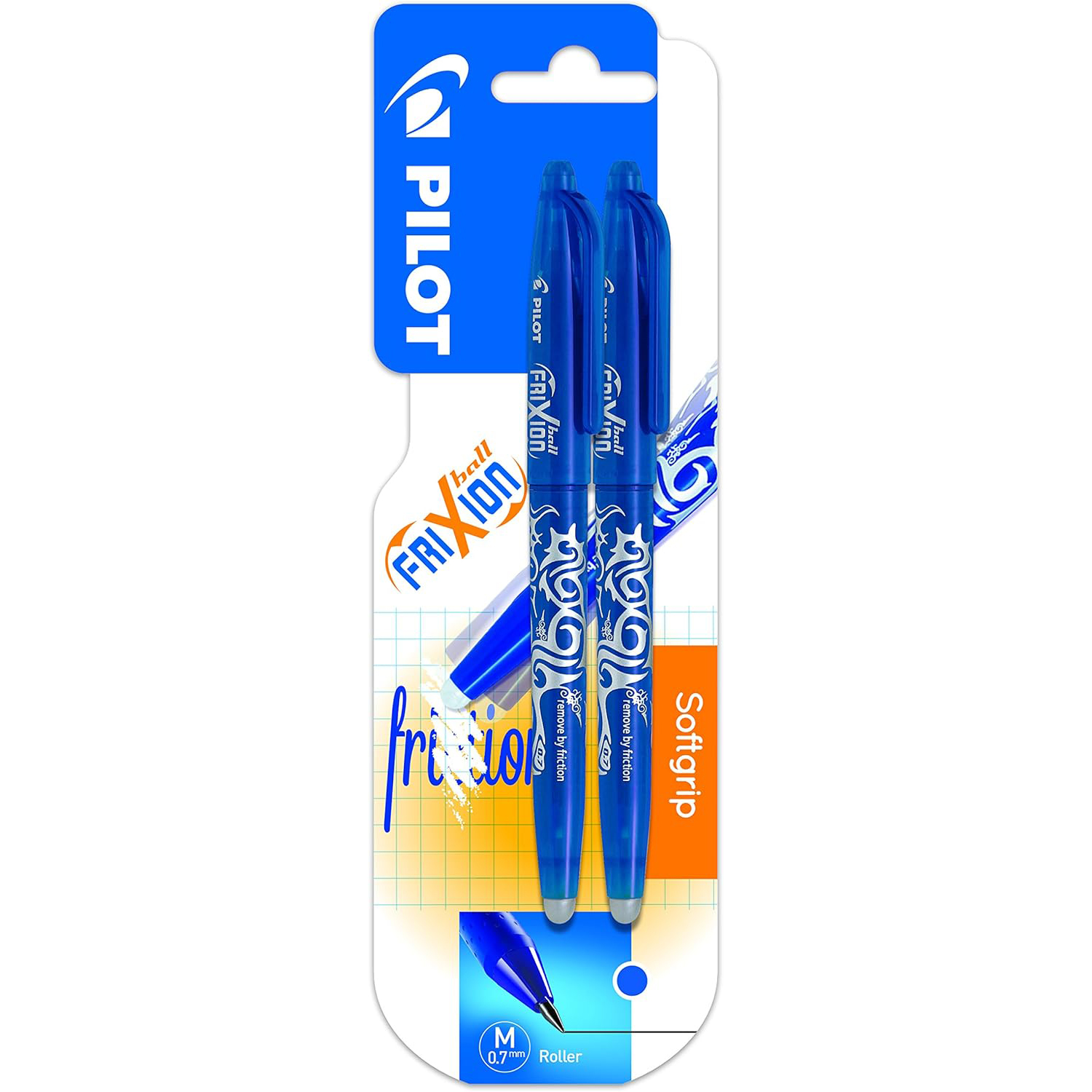 Pilot Bolígrafo Frixion Ball 0,7 mm Grip Tinta Borrable Azul (Pack de 2)