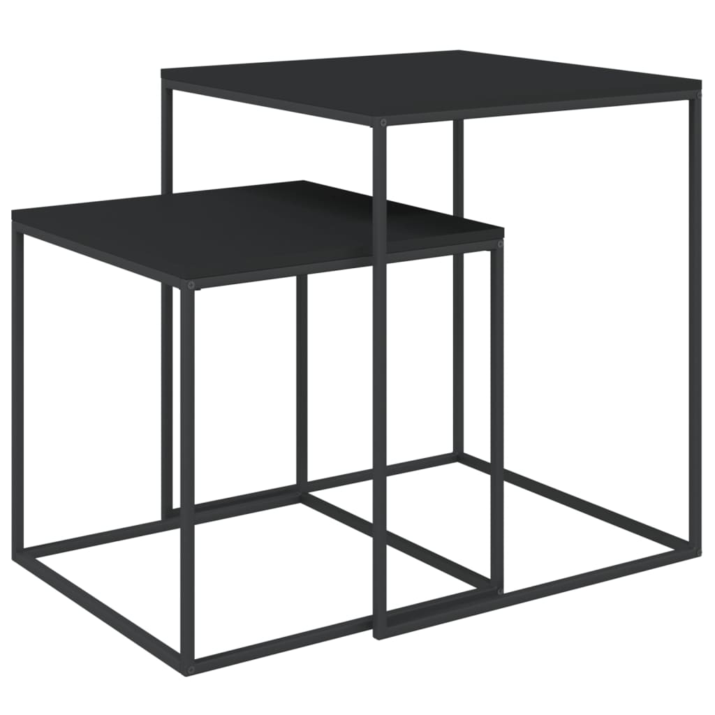 Vidaxl Juego de Mesas de Centro 2 Uds Madera de Ingeniería y Metal Negro y Marrón