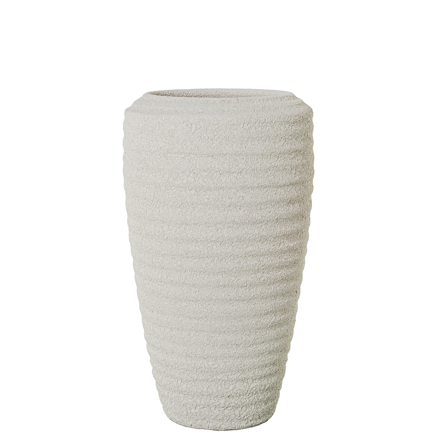 Jarron ceramica 40cm beige arena ondulado 22x40cm
