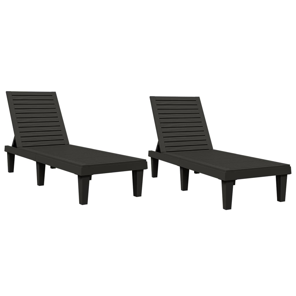 Vidaxl Tumbonas de Polipropileno 2 Unidades 155x58x83 Cm Negro