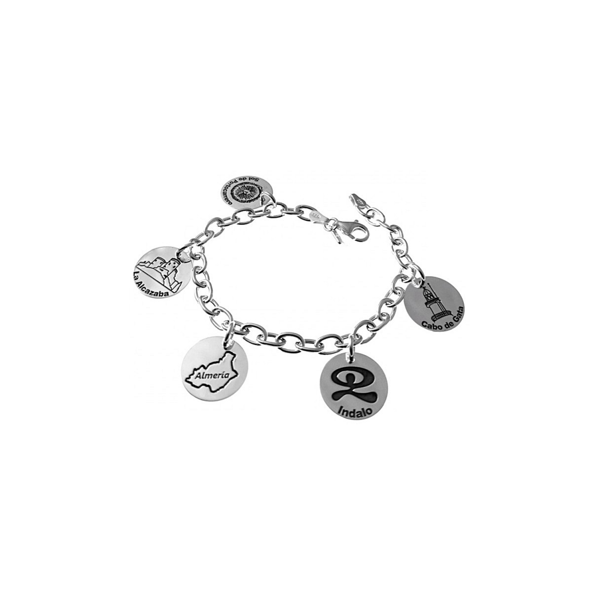 Pulsera plata ley 925m 19cm. discos 15mm. motivos Almería