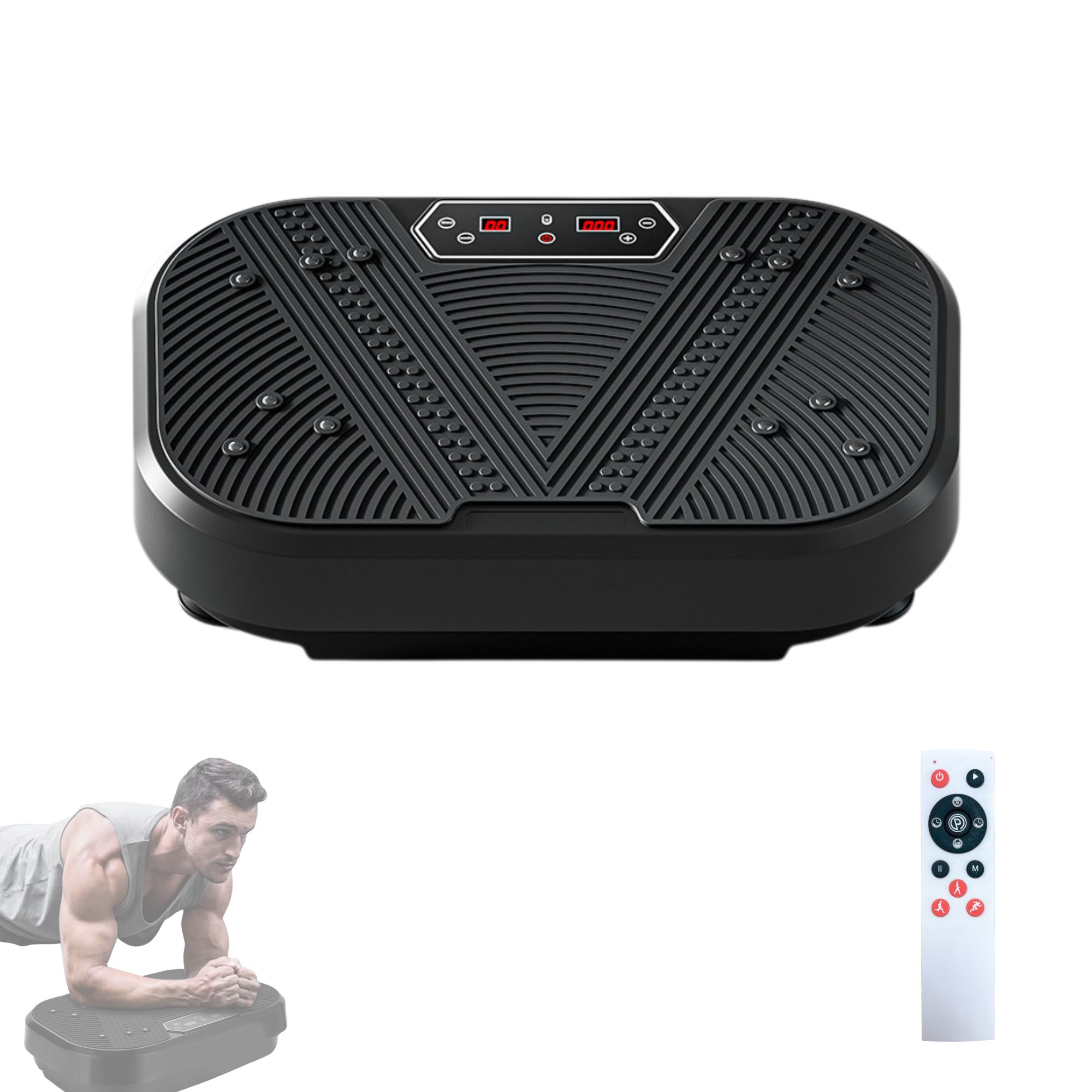 Plataforma Vibratoria Muscular, 120 Niveles de Vibración y 8 Programas. Maquina de Vibración Fitness para Hacer Ejercicio en Casa, con Mando a Distancia, Cable y Pantalla LED.