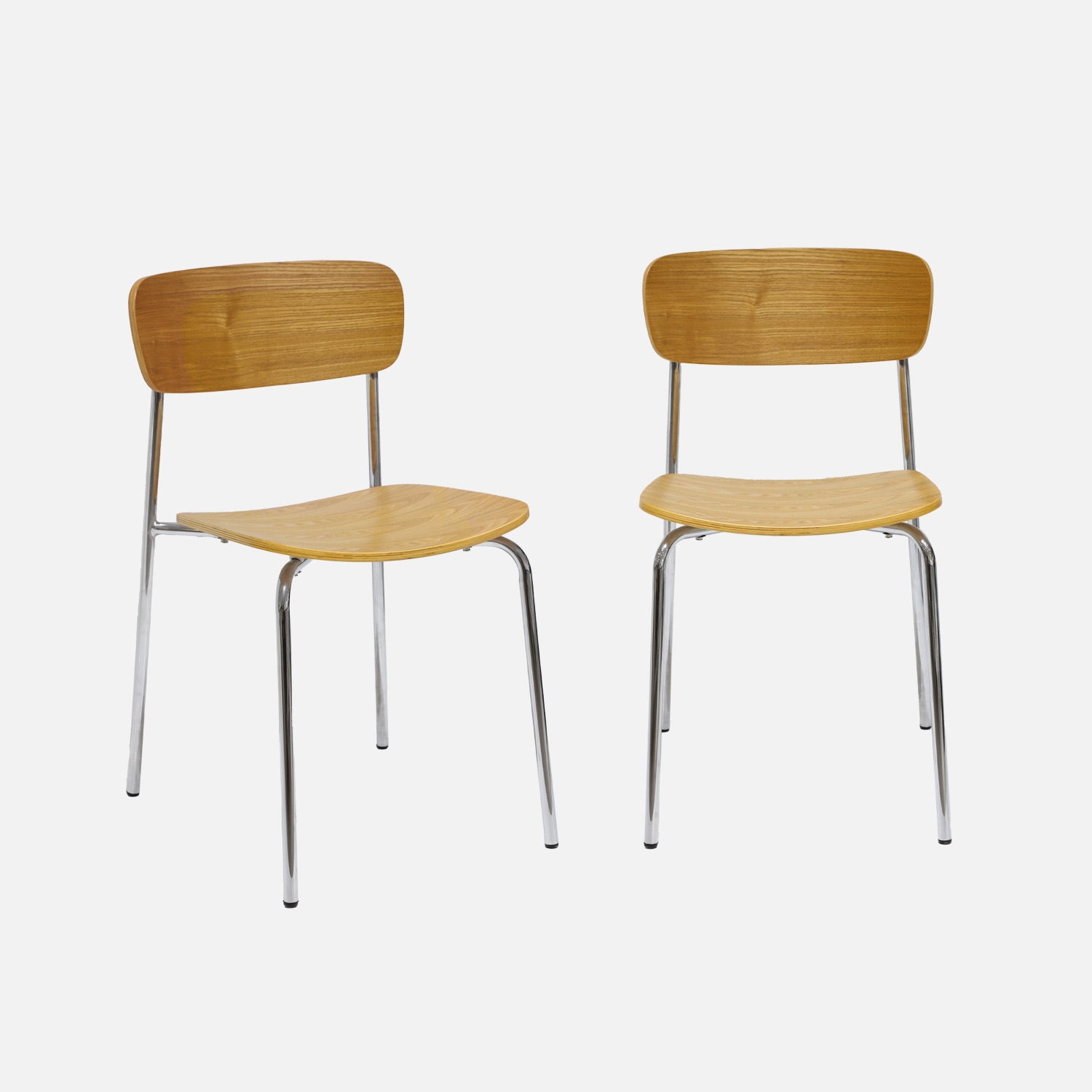 sweeek - Silla vintage de metal y contrachapado, set de 2 , Toby , 43x51x77