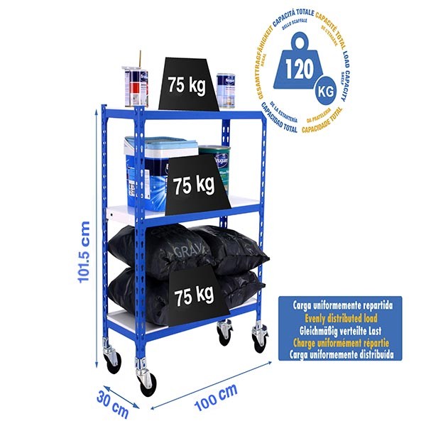 Estantería SIMONRACK Simonclick mobile plus 3/300 900 azul/blanco