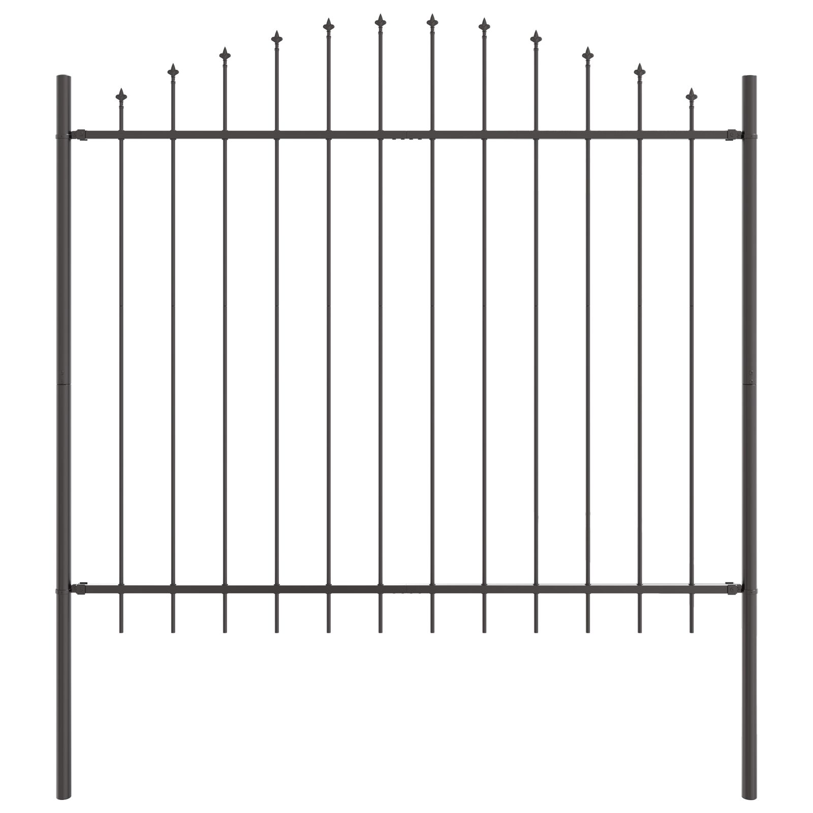 Valla de jardín vidaXL con arco gris de 5,1x1,5 m de acero