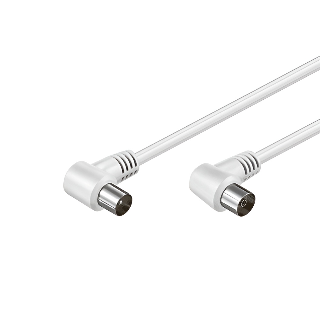 Goobay 11520 - 1.5 m coaxial cable/male and female/tv antenna connector/angle 90 degree/white